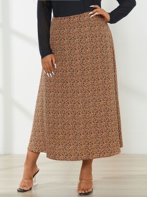 YOINS Plus Size Leopard Maxi Skirts