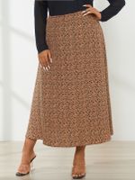YOINS Plus Size Leopard Maxi Skirts - thumbnail