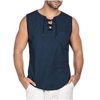 Men's Yoga Top Summer Pocket Solid Color White Black Linen Yoga Gym Workout Running Tee Tshirt Tank Top Sleeveless Sport Activewear Breathable Comfortable Micro-elastic Lightinthebox - thumbnail