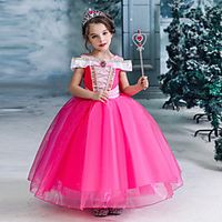 Ball Gown Floor Length Flower Girl Dresses Party Tulle Sleeveless Jewel Neck with Solid miniinthebox - thumbnail