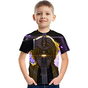 Kids Boys' T shirt Tee Short Sleeve Graphic Children Tops Active Black 3-12 Years Lightinthebox
