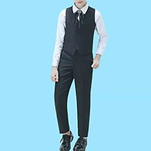 Kids Boys' Clothing Set 3 Pieces Long Sleeve Black Solid Color Bow Special Occasion Indoor Formal Gentle Regular 3-13 Years miniinthebox