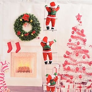 Christmas Wall Decor Hot Santa Claus Climbing Stairs Christmas Tree Decoration New Year Ornament Santa Claus Giving Gift Hangings With Stair miniinthebox