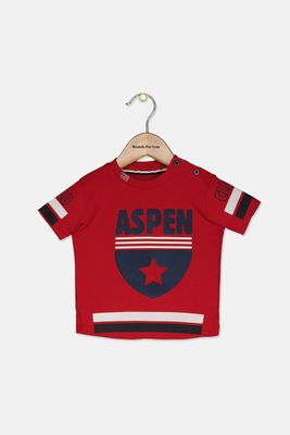 Baby Boys Graphic Printed Short Sleeve T-Shirt Red Baby Boys Graphic Printed Short Sleeve T-Shirt Red