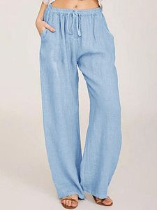 Fashionable loose cotton and linen wide-leg pants