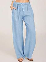 Fashionable loose cotton and linen wide-leg pants - thumbnail