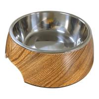 Nutrapet Applique Melamine Round Dk Wooden Large Pet Bowl