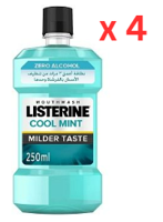 Listerine Cool Mint Milder Taste 250ml Pack of 4 (UAE Delivery Only)