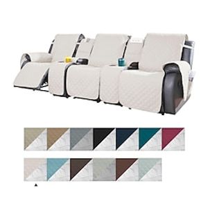 Loveseat Recliner Cover with Console, Sofa Cover Couch Towel Mat for 2 or 3 Seater Recliner, Non-Slip Reclining Slipcover for Pet with Elastic Straps miniinthebox