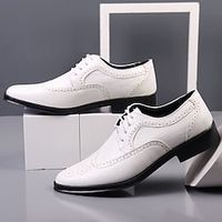 Men's Oxfords Derby Shoes Brogue Dress Shoes Wingtip Shoes Business British Wedding Party  Evening PU Lace-up Black White Brown Spring Fall Lightinthebox - thumbnail