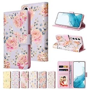 Phone Case For Samsung Galaxy Wallet Case S23 S22 S21 S20 Plus Ultra A32 Anti-theft with Wrist Strap With Card Holder Flower PU Leather miniinthebox