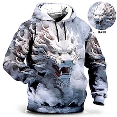 Animal Graphic Prints Daily Classic Casual Men's 3D Print Pullover Holiday Going out Streetwear Hoodies Blue Green Khaki Long Sleeve Hooded Print Spring   Fall Designer miniinthebox