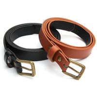 Women Ladies Faux Leather Casual Pin Buckle Thin Skinny Waist Strap Belts