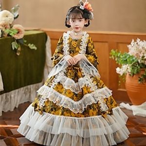 Gothic Rococo Vintage Inspired Medieval Dress Party Costume Masquerade Princess Shakespeare Girls' Cosplay Costume Ball Gown Halloween Party Birthday Holiday Dress miniinthebox