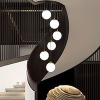 Staircase Chandelier 369 Light High Ceiling Modern LED Glass Round Nordic Art Chandelier Long Chandelier White Living Room Restaurant Hotel Corridor Entrance Stairs Lightinthebox - thumbnail