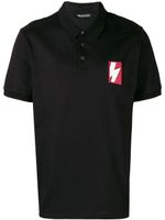 Neil Barrett thunderbolt patch polo shirt - Black