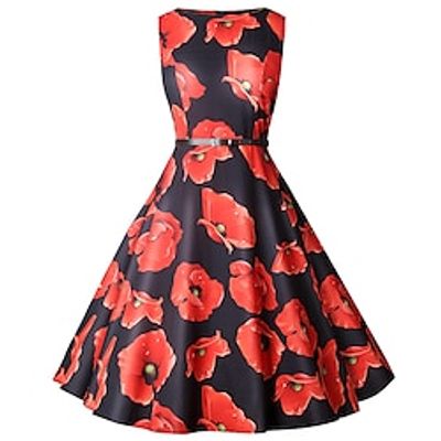 Audrey Hepburn Vintage 1950s Hepburn Vintage Dress Party Costume Masquerade Prom Dress Costume Vintage Cosplay Party Dress Party  Cocktail Sleeveless Knee Length Ball Gown Dress  Spandex Lightinthebox