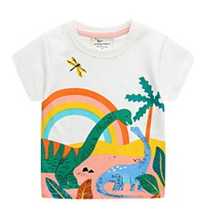 Kids Boys' T shirt Tee Short Sleeve Dinosaur Rainbow Animal Print White Children Tops Summer Basic Regular Fit 3-8 Years miniinthebox
