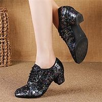 Women's Latin Shoes Modern Shoes Line Dance Performance Training Party Fashion Party / Evening Professional Low Heel Black miniinthebox