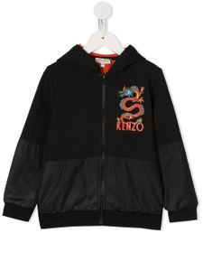 Kenzo Kids Gorky Japanese dragon zip front hoodie - Black