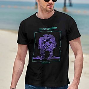 Men's T shirt 3D Print Graphic Abstract Short Sleeve Daily Tops Basic Streetwear Round Neck Black miniinthebox