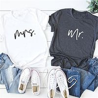 Couple Tshirt Letter 1pc Couple's Men's Women's T shirt Tee Crew Neck Valentine's Day Daily Short Sleeve Print Fashion Casual Lightinthebox - thumbnail