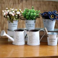 Flower Metal Vases Tin Pots Barrels Basket Vintage Pastoral Style Home Garden Decor