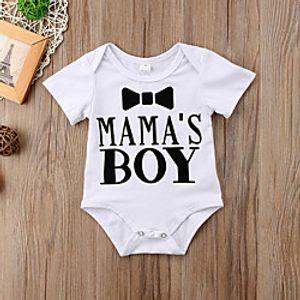 Baby Boys' Basic Letter Print Short Sleeves Romper White miniinthebox