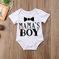 Baby Boys' Basic Letter Print Short Sleeves Romper White miniinthebox - thumbnail