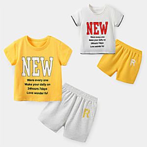[18m-7y]boys printed letters trend short-sleeved two-piece suit Lightinthebox
