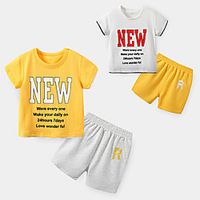 [18m-7y]boys printed letters trend short-sleeved two-piece suit Lightinthebox - thumbnail