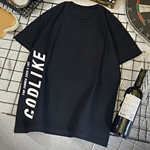 Men's Unisex Tee T shirt Hot Stamping Graphic Prints Letter Plus Size Print Short Sleeve Casual Tops Cotton Basic Fashion Designer Big and Tall White Black miniinthebox