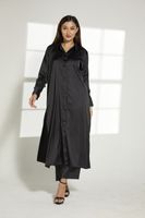 Moistreet Black Silk Fabric Top And Pants Set (XS, S, M, L, XL, XXL)