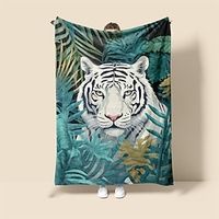 Bengal Lucky Beast White Tiger Super Soft Blanket,Lightweight Fashion Novelty Flannel Throw Blankets Warm 3D Printed All Seasons Room Decoration Gifts Lightinthebox - thumbnail