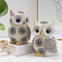 Resin Owl Statue Desktop Ornament Cute Handmade Animal Figurines Home Decor miniinthebox