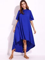 Women Half Sleeve High Low Dress