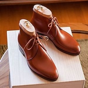 Men's Boots Formal Shoes Dress Shoes Walking British Daily PU Warm Slip Resistant Wear Resistance Booties  Ankle Boots Lace-up Blue Brown Fall Winter Lightinthebox