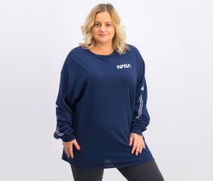 Womens Trendy Plus Size Cotton Rocket-Print T-Shirt  Navy
