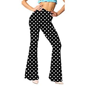 Women's Fashion Flare Chinos Wide Leg Print Full Length Pants Casual Weekend Stretchy Polka Dot Flower  Floral Comfort Mid Waist Black  White White Rainbow Red S L XXL Lightinthebox