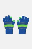 Kids Boys Stripe Gloves  Navy Blue - thumbnail