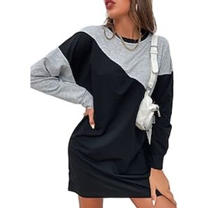 Women's Hoodie Dress Color Block Weekend Streetwear Active Casual Hoodies Sweatshirts  Black Lightinthebox