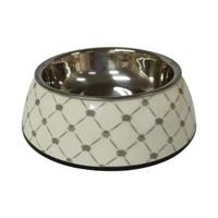 Nutrapet Applique Melamine Round Large Pet Bowl, Black And White