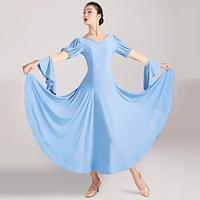 Ballroom Dance Dress Pure Color Splicing Women's Performance Party Long Sleeve Crystal Cotton Lightinthebox