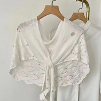 Sleeveless Ladies  Elegant Cotton Wedding Guest  Tea Party Shawl  Wrap  Shawls  Women's Wrap With Imitation Pearl Lightinthebox - thumbnail