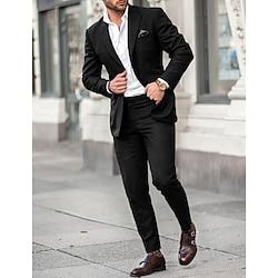 Black Burgundy Dark Blue Men's Wedding Suits Solid Colored 2 Piece Tailored Fit Single Breasted One-button 2024 Lightinthebox