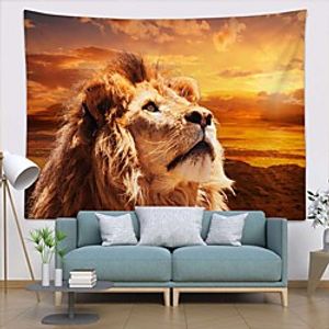 Wall Tapestry Art Decor Blanket Curtain Picnic Tablecloth Hanging Home Bedroom Living Room Dorm Decoration Polyester Modern Animal Lion miniinthebox