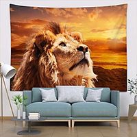 Wall Tapestry Art Decor Blanket Curtain Picnic Tablecloth Hanging Home Bedroom Living Room Dorm Decoration Polyester Modern Animal Lion miniinthebox - thumbnail