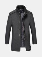 Mens Fashion Woolen Trench Coat Two Piece Set