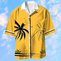 Coconut Fashion Hawaiian Designer Men's Summer Hawaiian Shirt Camp Collar Shirt Graphic Shirt Outdoor Street Casual Summer Spring Cuban Collar Short Sleeve White Yellow Orange S M L Shirt Lightinthebox