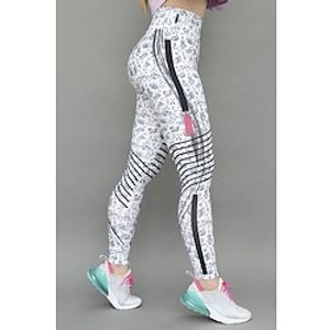 Women's Yoga Pants Tummy Control Butt Lift Quick Dry High Waist Yoga Fitness Gym Workout Tights Leggings Bottoms Graphic Patterned White Black Gray Winter Sports Activewear High Elasticity Skinny Lightinthebox